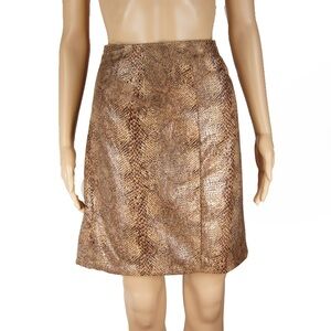Vintage 80s Harve Bernard Tan Snakeskin Animal Print Faux Leather Skirt